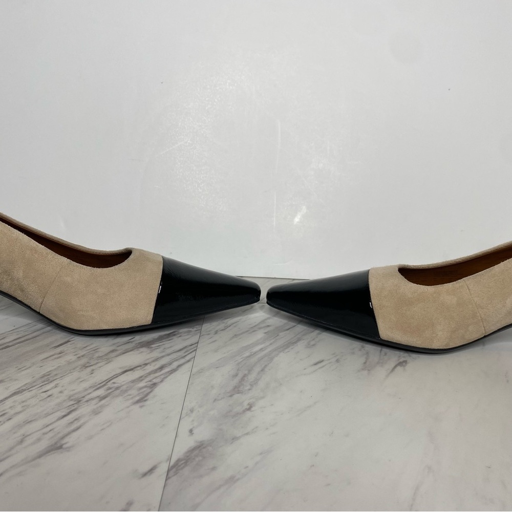 New! Vagabond Altea Beige Suede Black Patent Pointed Toe Pump 10 / 40 - Picture 6 of 15